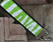 READY TO SHIP-Beautiful Key Fob/Keychain/Wristlet-Lime Zebra on Black