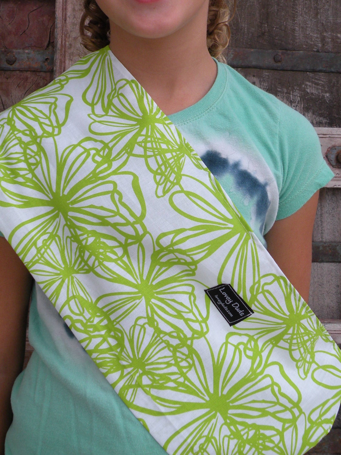 READY TO SHIP-Just Like Mommy Baby Doll Sling- Lime Floral-Free Shipping When Purchased With A Wrap
