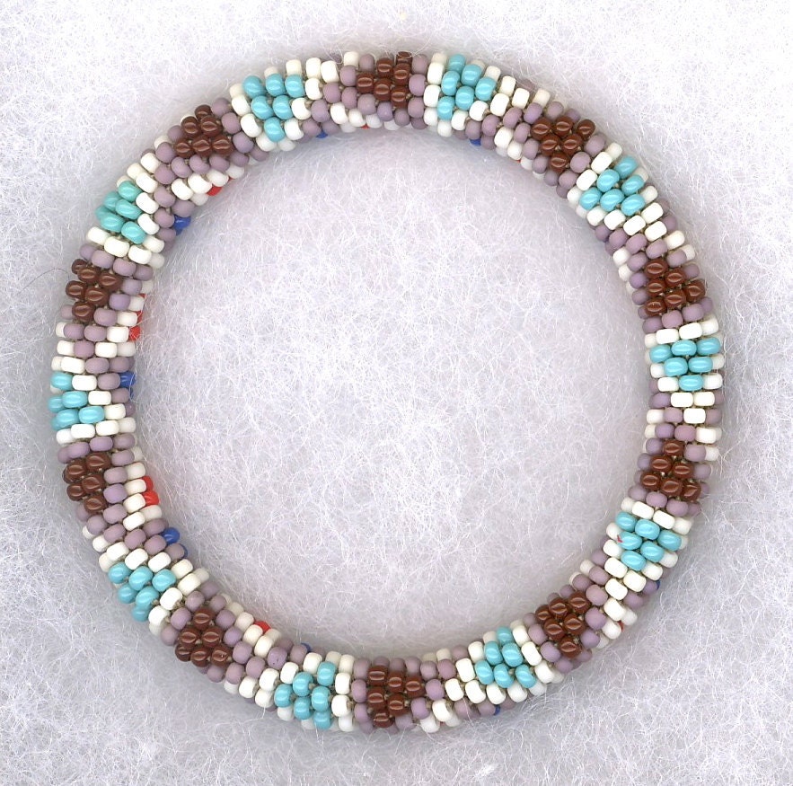 Cream Sedona Mosaic Dual-Sided Bead Crochet Bracelet