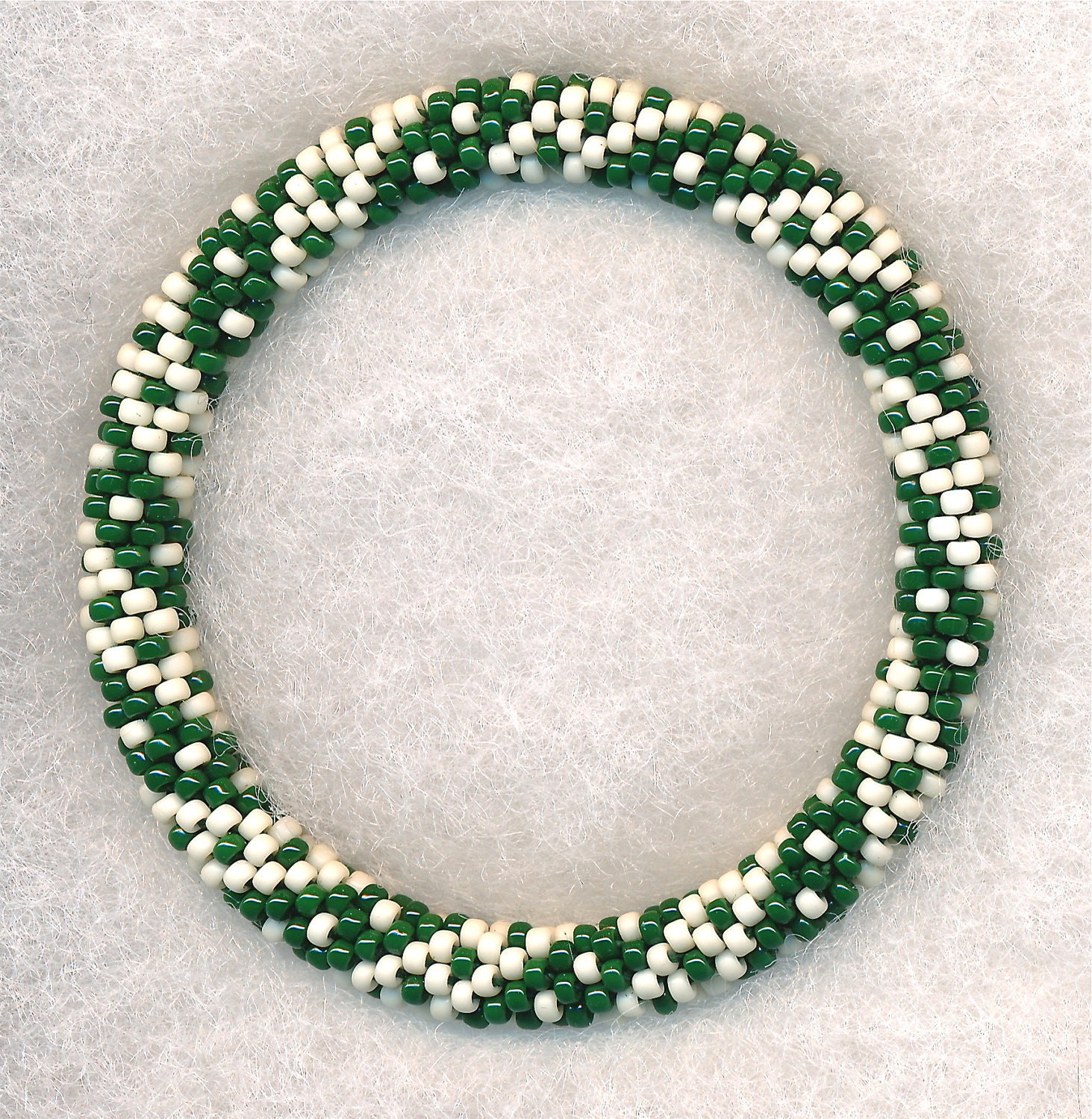 Celtic Green Bead Crochet Bracelet