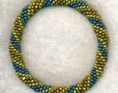 Picasso Olive Garden Bead Crochet Bracelet
