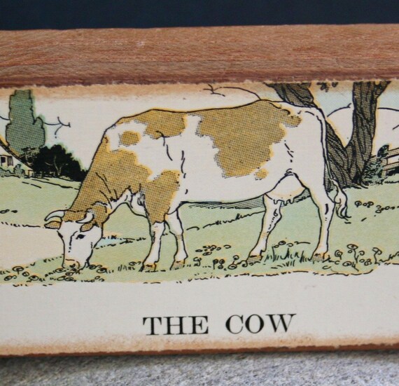 The Cow Recycled Wooden Picture Block
