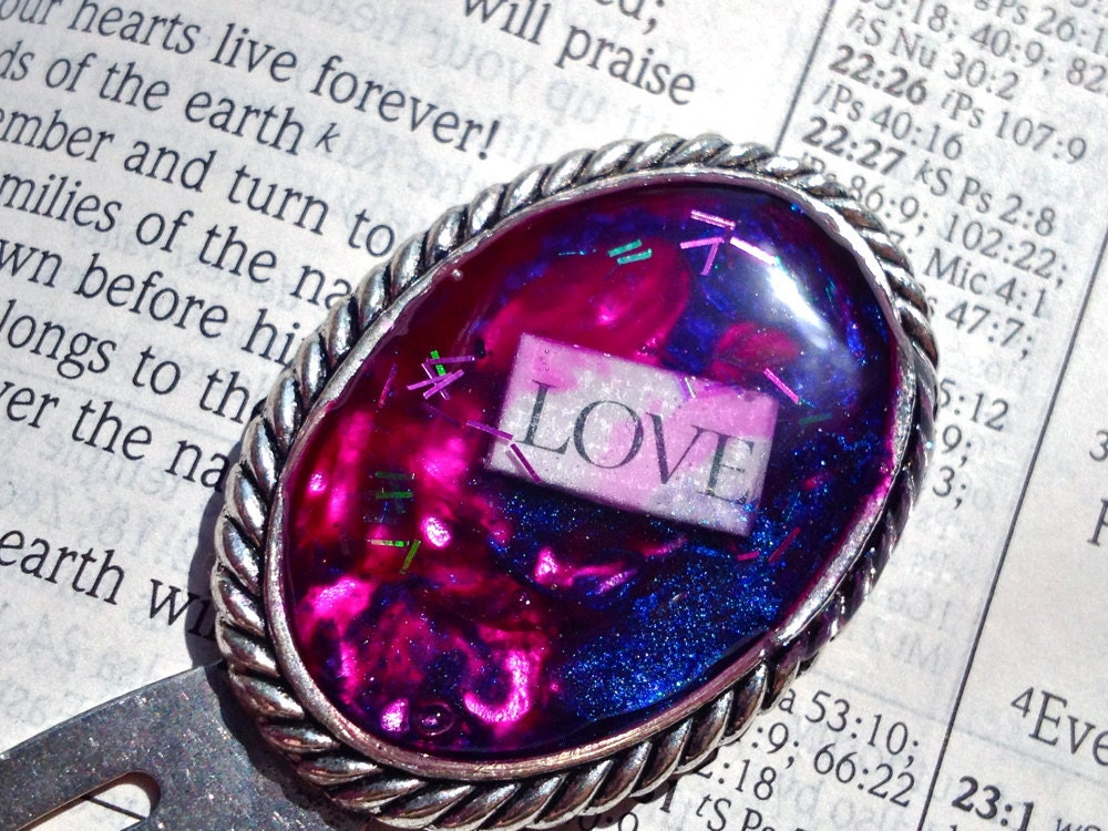 Love Bookmark Cranberry & Blue  Resin