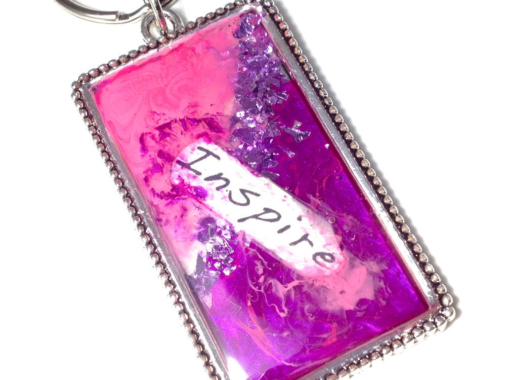 Inspire Keychain - Plum and Pink