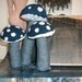 Denim Mushrooms-set of 3-100 percent recycled fabric