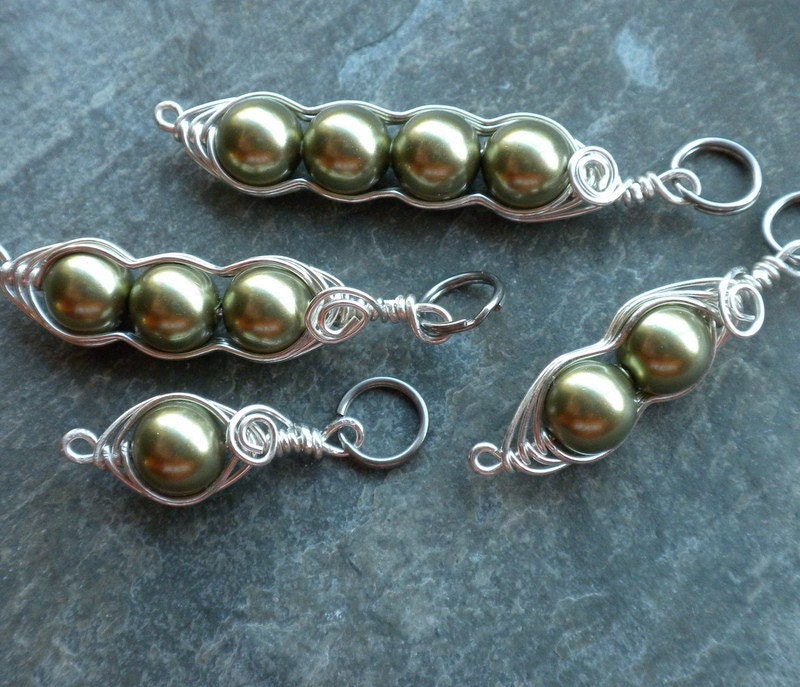 Mom of 3-Personalized Peas in a Pod Sterling Silver 1,2,3,4 custom colors, Birthstone, Moms Favorite