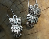 Silver Owl Earrings HOOT HOOT Hypoallergenic earwires SALE