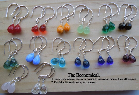 Economical Sterling Silver Teardrop Earrings Pick your color