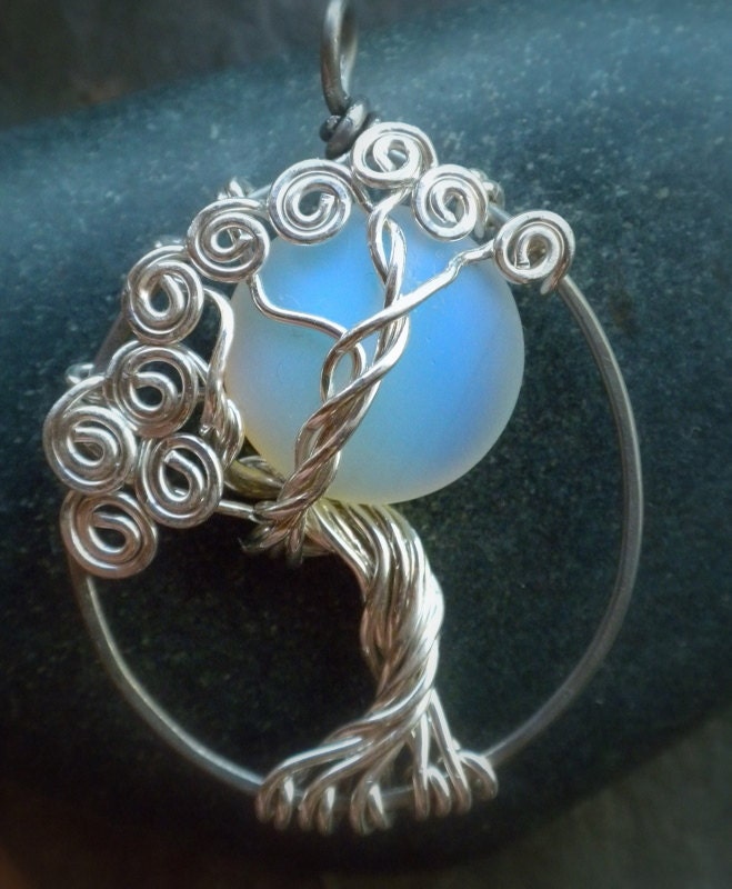 Moonlight Sterling Silver Tree of Life Pendant Necklace-Birthstone colors available on request