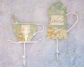 Believe Coffee Pot and Coffee Cup Shaped Metal Hanger Set