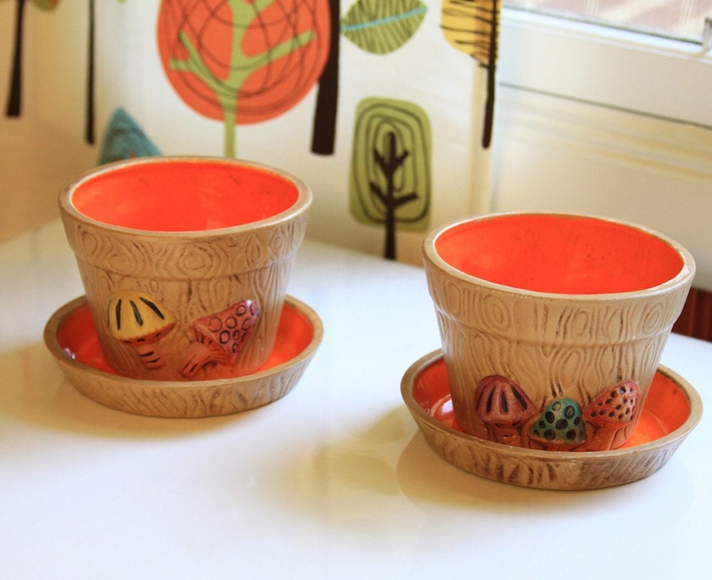 Vintage Flower Pots - Set of Two - 1960s or 1970s