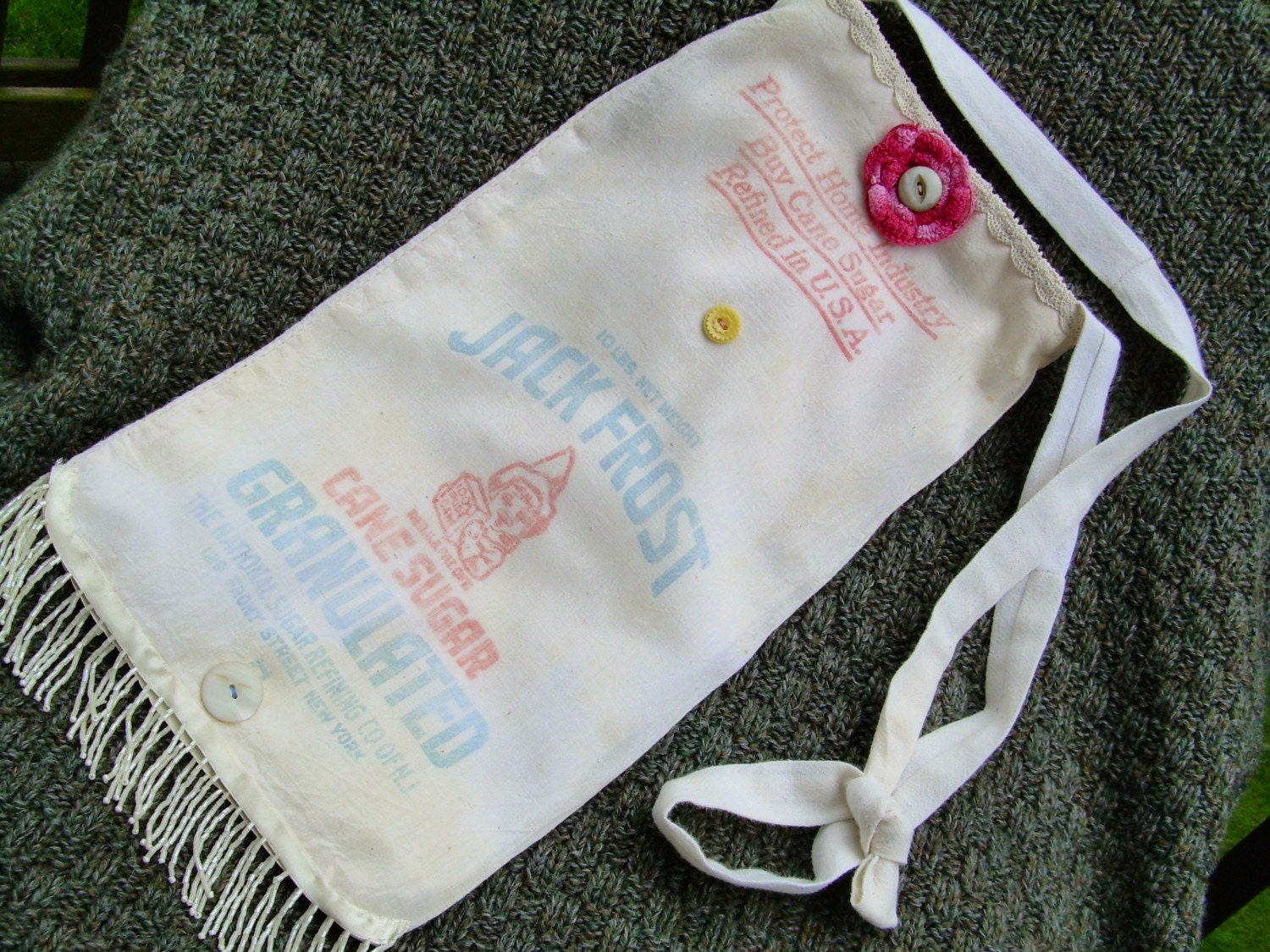 Purse - Vintage American Sugar Bag with Compartment