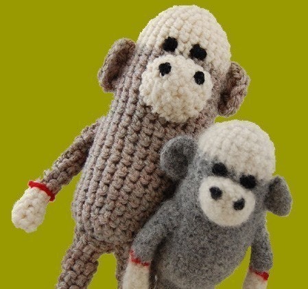 Crochet Mini Sock Monkey in 2 Sizes Pattern