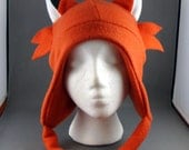 Whisker Fox Deep Orange AVIATOR Animal Beanie Fleece Hat Winter Warm Cute Fun Skiing Snowboarding Cosplay Anime Earflap with Drawstrings