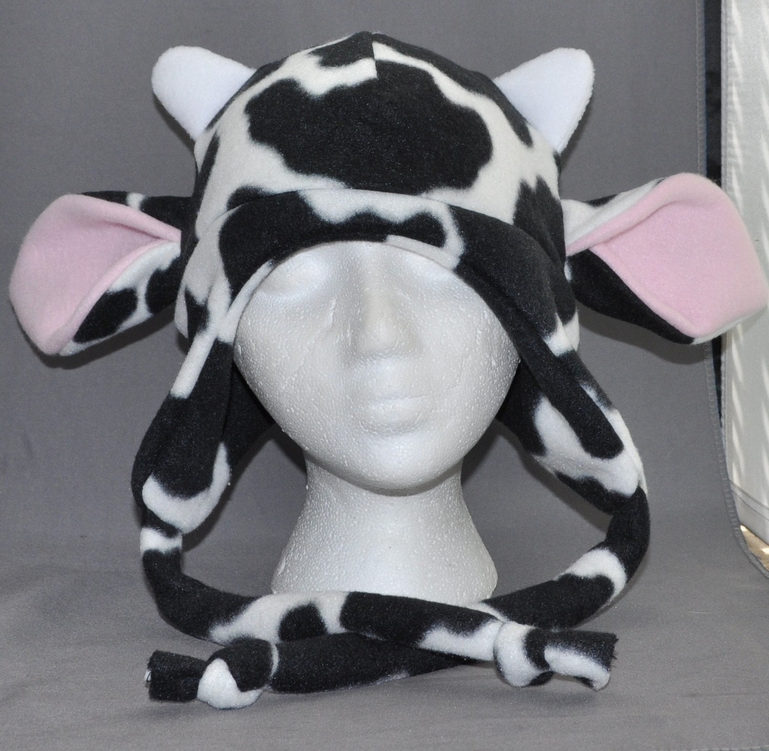 Cow Earflap Drawstring Beanie Animal Fleece Hat Anime Lolita Cosplay Skiing Snowboarding Gothic Punk AVIATOR