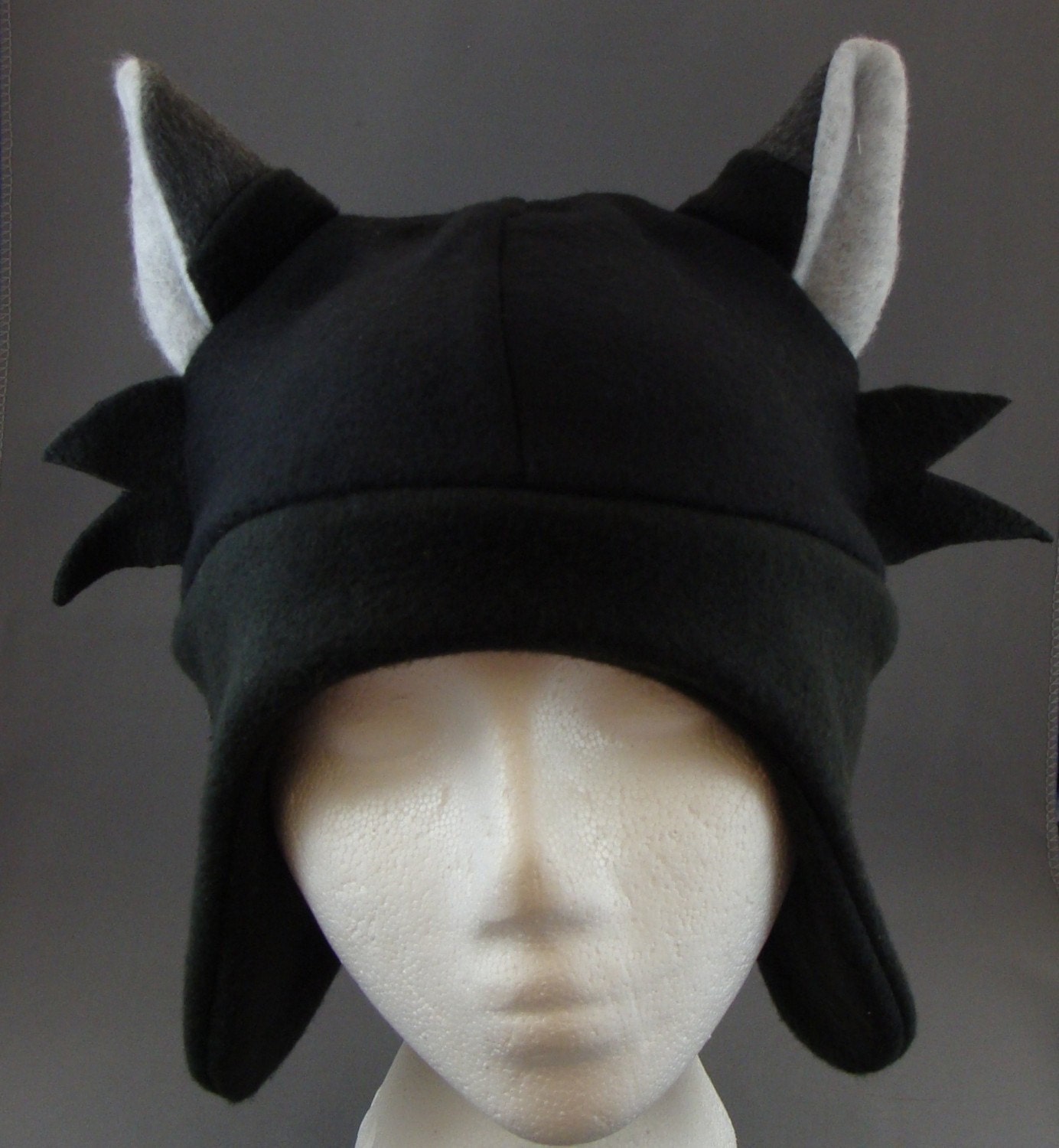 Black Wolf Animal Fleece Hat Cosplay Anime Skiing Snowboarding Winter Gothic Rave Punk
