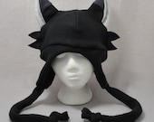 Black Wolf Hat  Beanie Animal Fleece Hat Anime Lolita Cosplay Skiing Snowboarding Gothic Punk AVIATOR