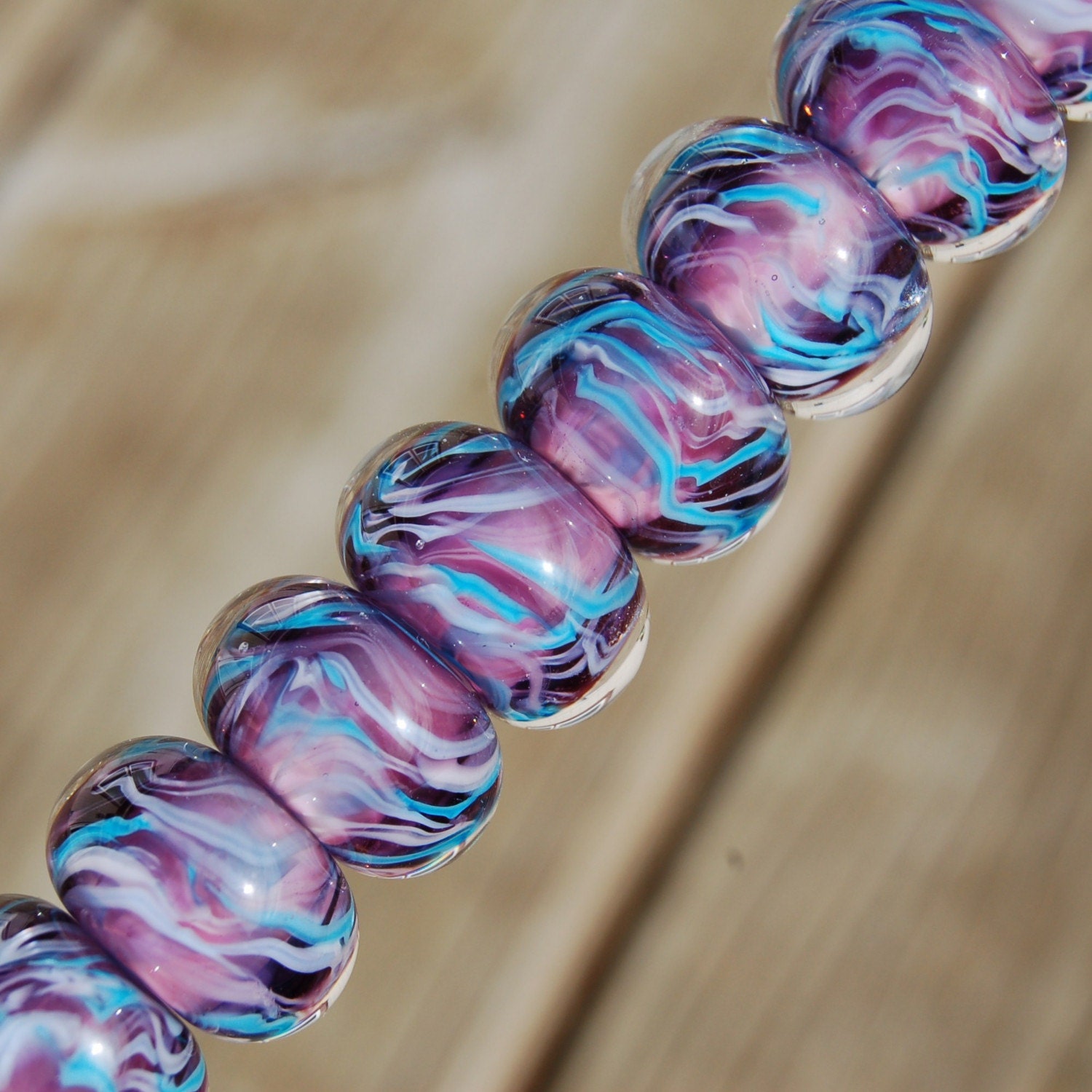 Twilight - Set of 8 Encased Lampwork Beads - Dan O Beads