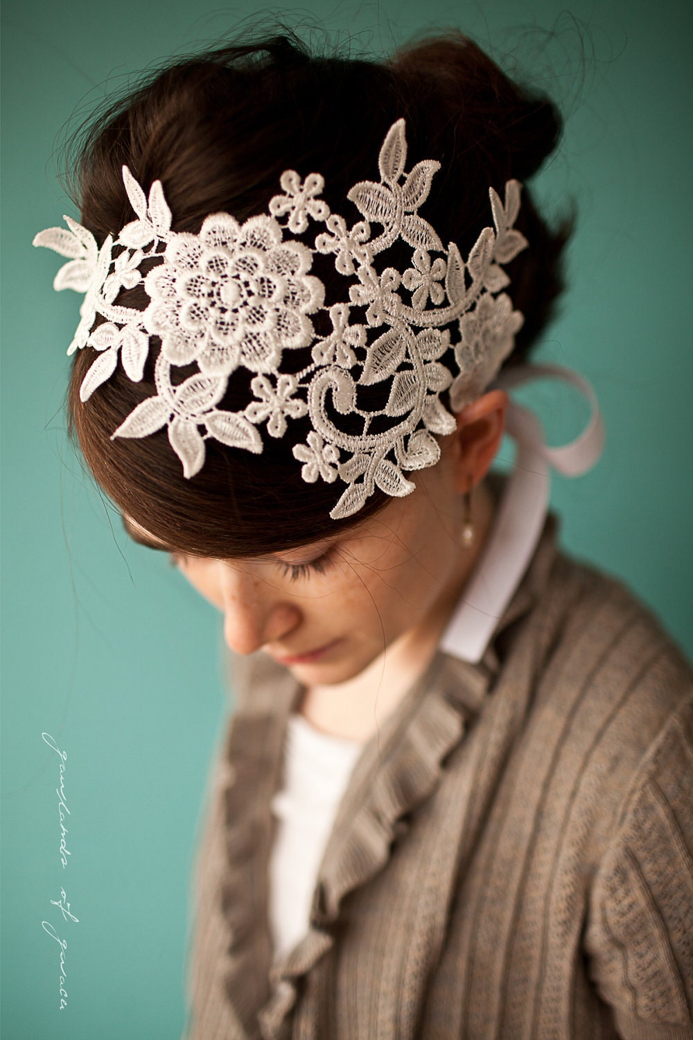 Queen's lace headband in Ivory - Garlands of Grace Something special headband 2012