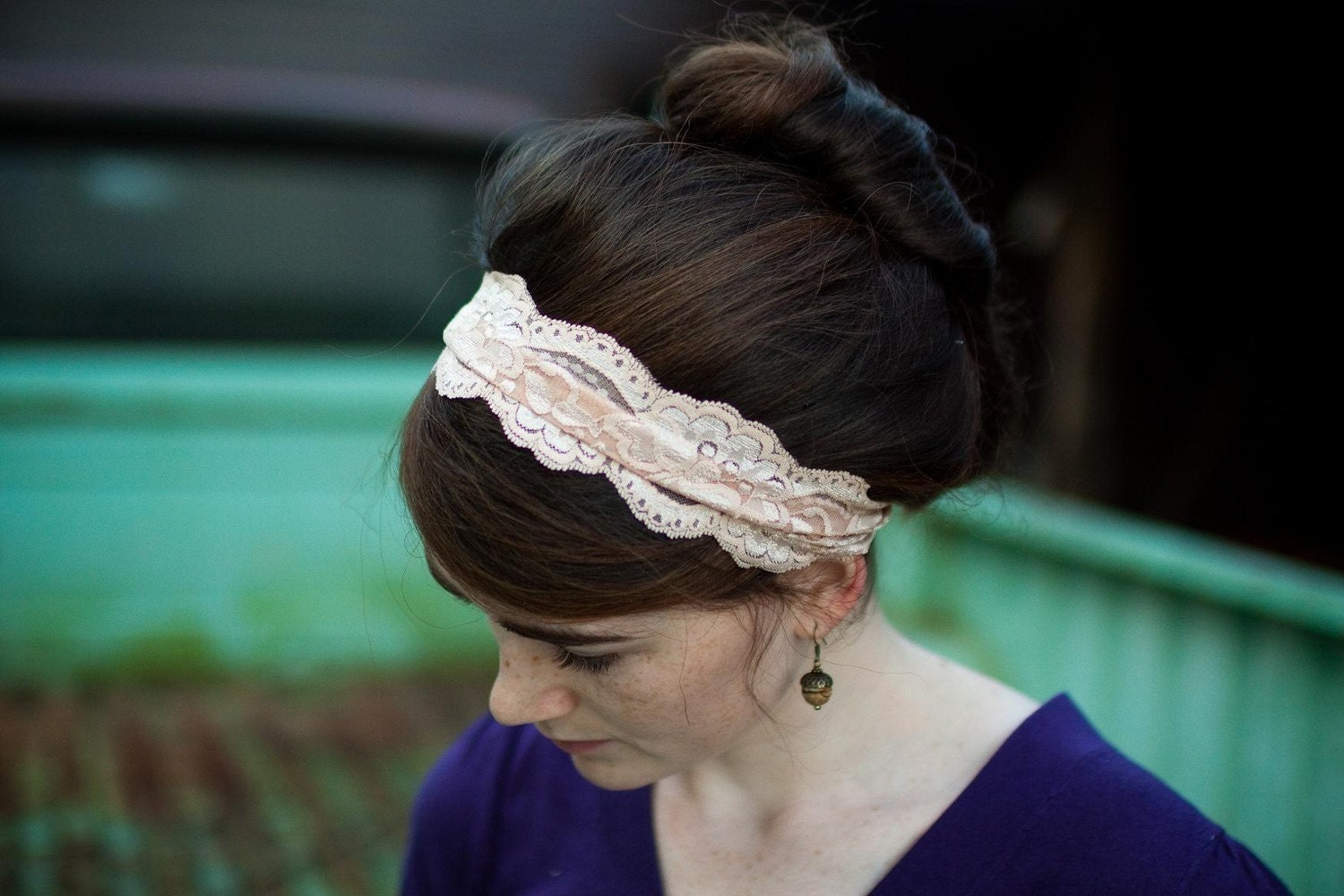 caramel Cream stretch Lace headband-- Classic Garlands of Grace hair accessory