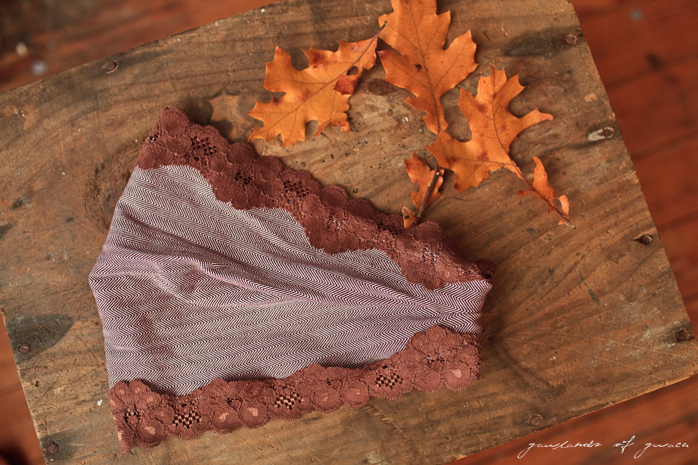 stretch Raspberry Mocha headband- fall winter Tweed hair accessory