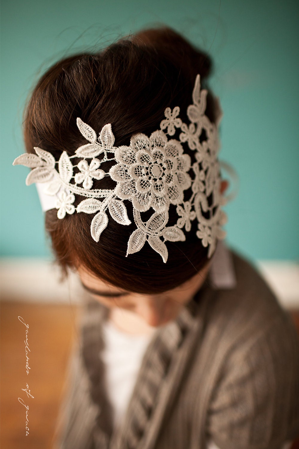 Queen's lace headband in Ivory - Garlands of Grace Something special headband 2012