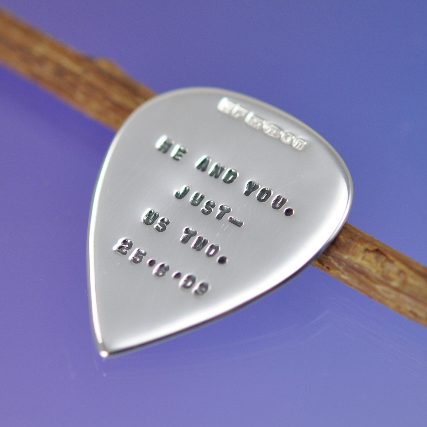 Sterling Silver Guitar Pick - Plectrum. Personalised, custom, stamped, name, phrase, quote,lyrics. You decide on the words.