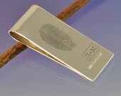 Personalised Fingerprint Money Clip. Your print hand engraved onto a handmade sterling silver money clip.