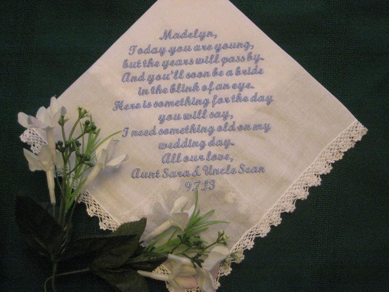 Flower Girl Gift Personalized wedding handkerchief, with gift box 133S includes shipping in the US