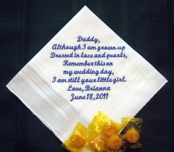 Personalized Wedding Gift Handkerchief from the Bride to her Father 27S includes shipping in the US