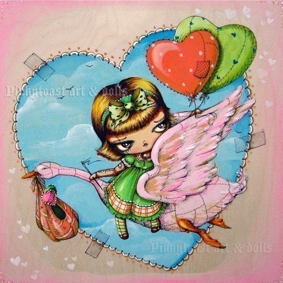 Gothic Fairy Tale Mother Goose Girl-Big Eye-Pinkytoast Art Print-8x8