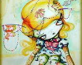 Life of the Party-Rag Doll has the Remnants of a Party in her Hair-Big Eye-Pinkytoast Art print-8x10