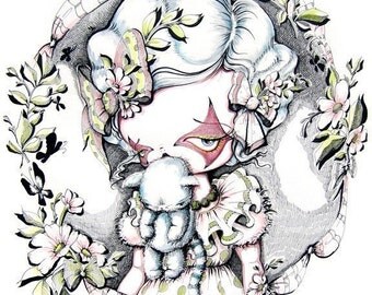Spring Kitty Mouth-Spring Girl Portrait-Pinkytoast Art Print-8x10