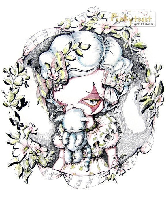 Spring Kitty Mouth-Spring Girl Portrait-Pinkytoast Art Print-8x10