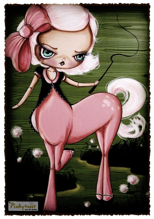 Centaur Pony Girl- Big Eyed Vintage Pink Fairy Tale-Pinkytoast Art Print