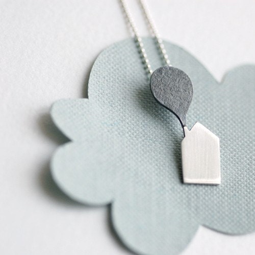 Little Cabin Necklace, house necklace in sterling silver