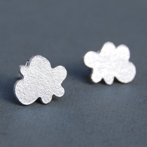 Cloud stud earrings, small studs in sterling silver, LAST PAIR