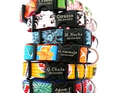 Lazer Etched Personalized Oilcloth Dog Collar - 6 styles