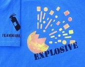 EXPLOSIVE BLAST tshirt -  fire extinguisher FLAMMABLE Mens Tshirt  Blue shirt Fathers Day under 25
