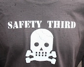 SS CRACKED SKULLY Safety Third tshirt  -- Mens Short Sleeve safety tshirt Mans tshirt s - xxl head injury safety 3rd etsybrc
