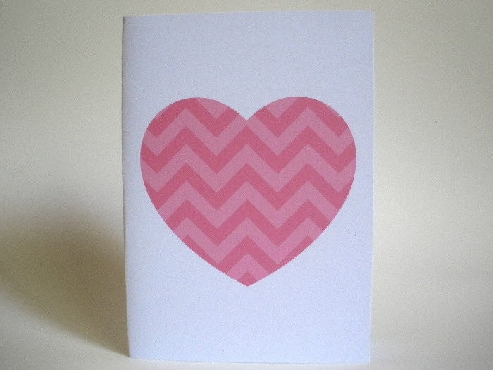 Loveheart Card - Pink Chevron Stripe - Post Consumer Recycled