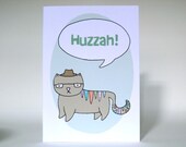 Talking Cat - Huzzah Recycled Greeting Card