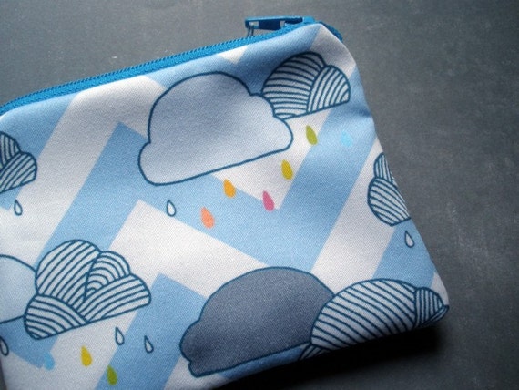 Chevron Stripe Rain Drops Coinpurse in Organic Cotton - PocketCarnival