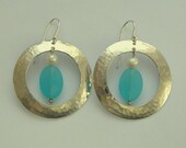 Sterling silver pearl and blue quartz round earrings- Hypnotize 3.