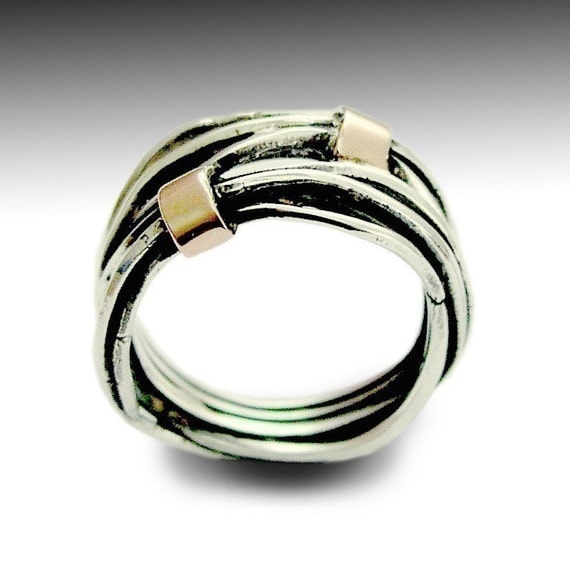 Sterling silver with rose gold unisex wrapped ring - Love of my life