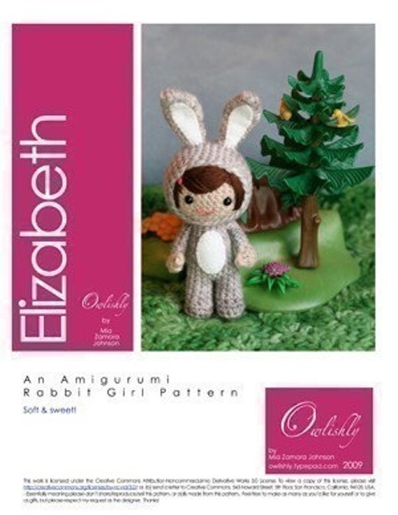 Crochet Pattern- Elizabeth the rabbit girl amigurumi doll