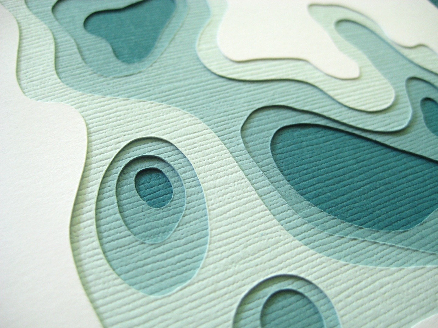 Topography in Teal - Set of 4 handcut cards