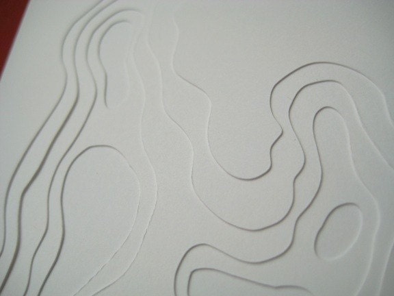 Topography in White - set of 4 handcut cards