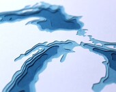The Great Lakes - original 8 x 10 papercut art