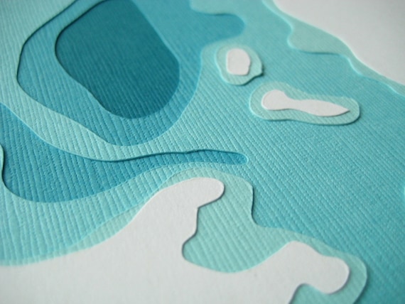 You Are Here (custom 8 x 10 handcut bathymetry)